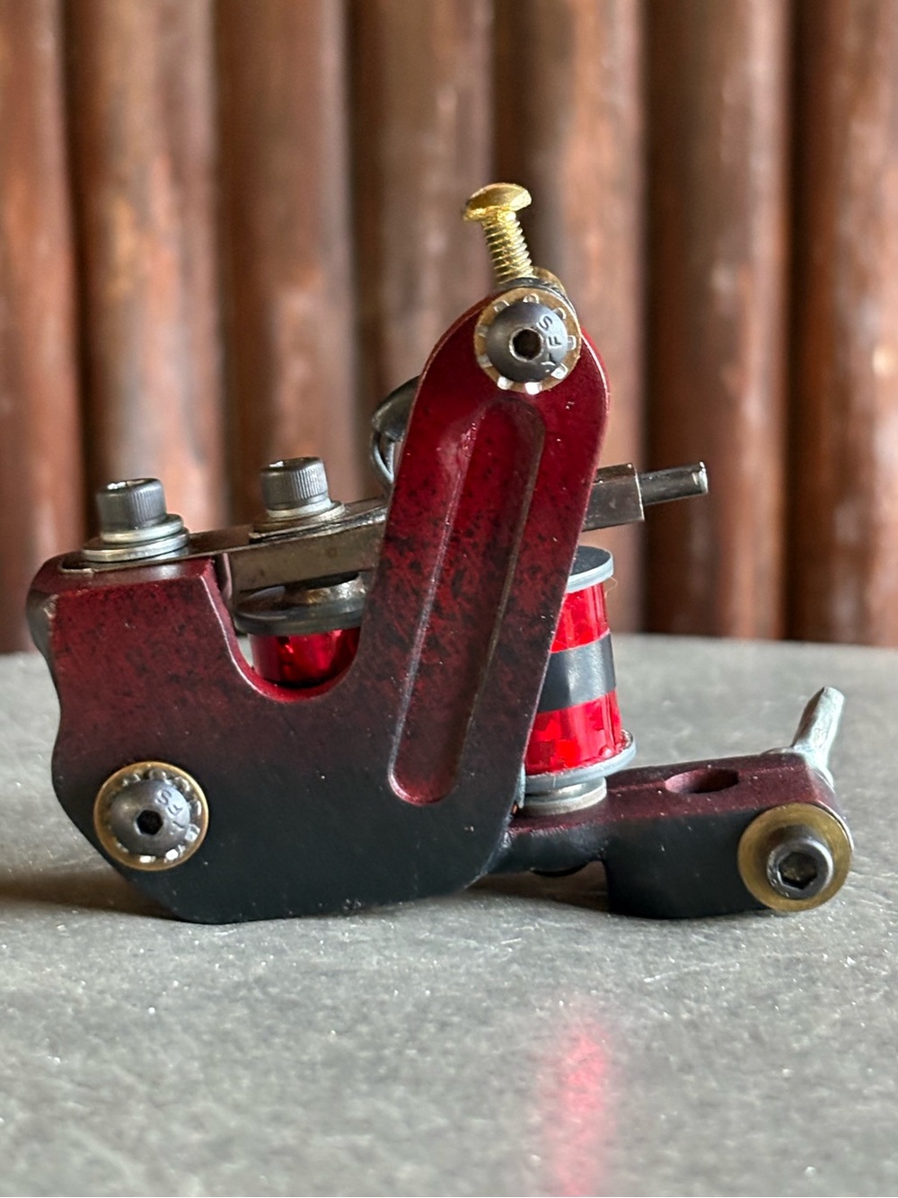 Red Custom USA Built Coil Tattoo Machine.